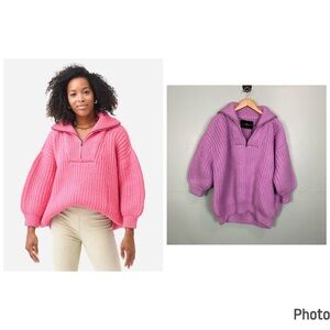 I‎ Love Mr Mittens Venson Fish High Neck Sweater Knit Chunky Small XS Purple